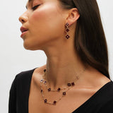 Lipsy gold burgundy clover triple drop earrings - British product