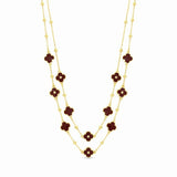 Lipsy gold and burgundy clover double row necklace - British product