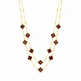 Argos Lipsy Gold & Burgundy Clover Double Row Necklace 16in- Buy online at McGrocer