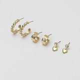Lipsy crystal heart earrings pack of 3, UK version