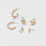 Lipsy crystal heart earrings pack of 3, UK version