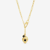 Lipsy gold tone jet heart charm necklace, imported from the UK