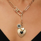 Lipsy gold tone jet heart charm necklace, imported from the UK