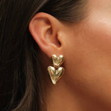 Lipsy gold plated puffed heart drop earrings - British product