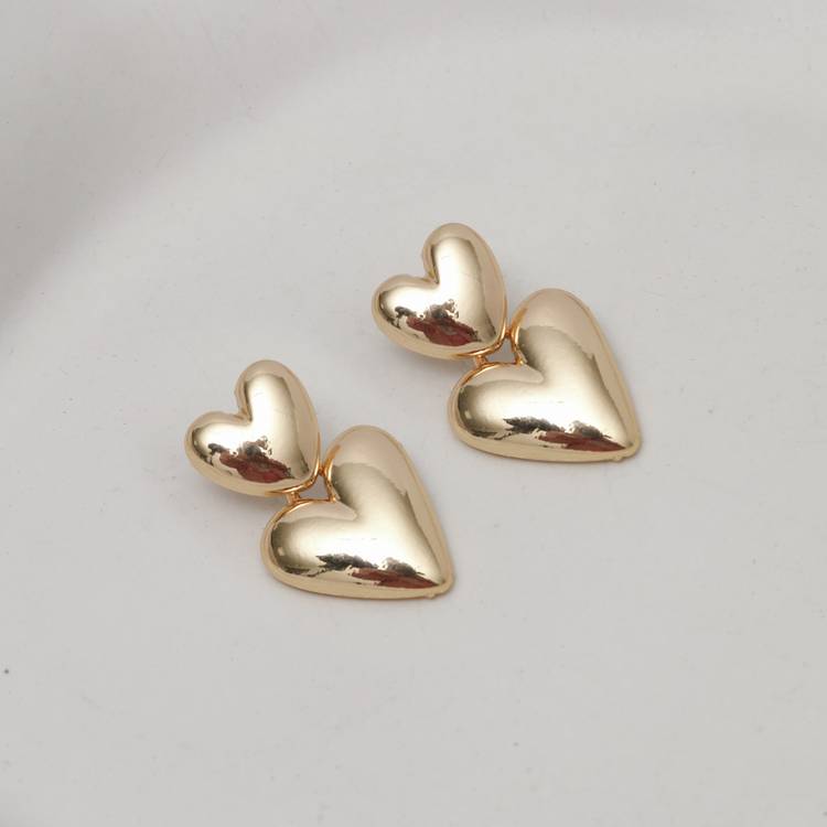 Lipsy gold plated puffed heart drop earrings - British product