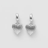 Lipsy silver plated ridged heart huggie hoop earrings, UK version