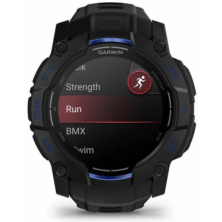 Garmin GPS smart watch Black and Bolt Blue 50mm - British product