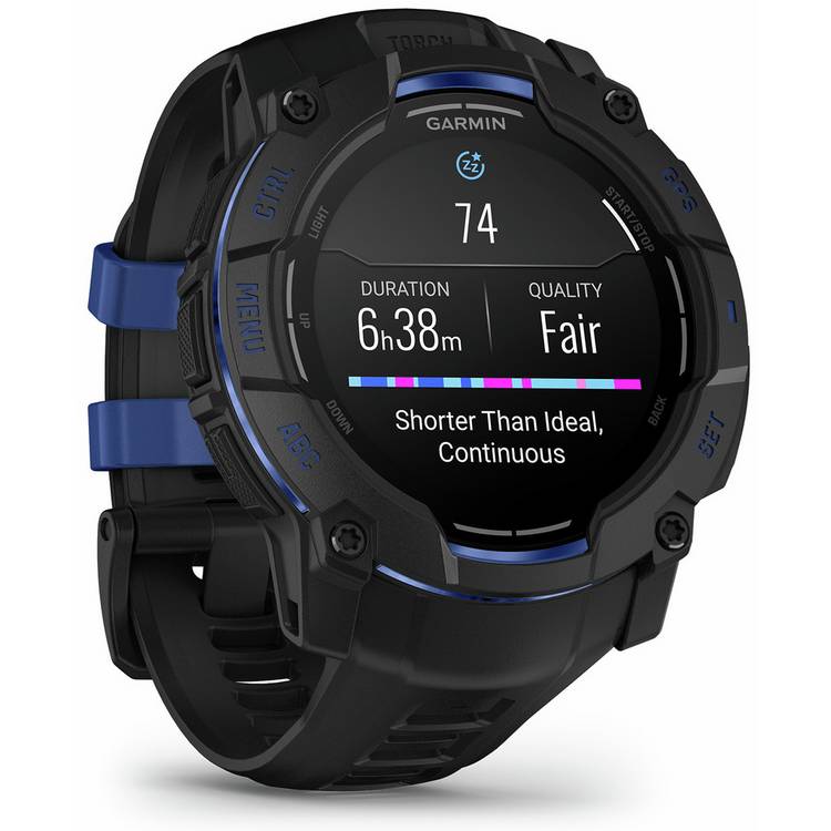 Garmin GPS smart watch Black and Bolt Blue 50mm - British product