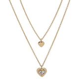 Argos DKNY Yellow Gold Crystal Heart Double Row Pendant Necklace- Buy online at McGrocer