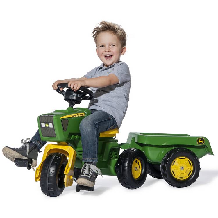 John Deere tractor with trailer children's ride-on toy, imported from the UK