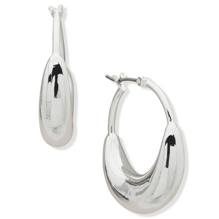 DKNY silver puffy hoop earrings - British product