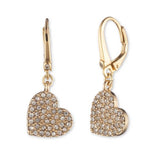 DKNY yellow gold heart cubic zirconia drop earrings, UK version