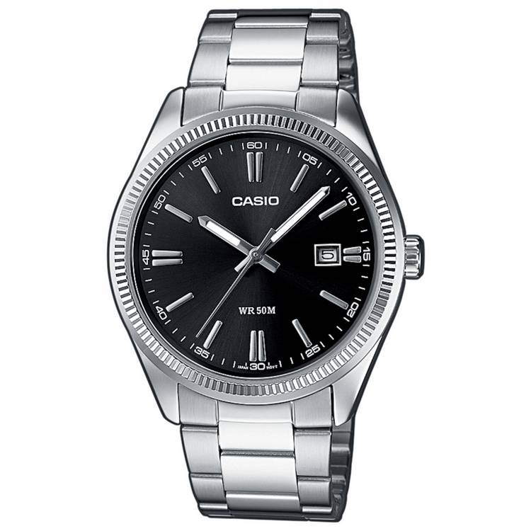 Casio analogue watch black dial stainless steel bracelet, imported from the UK