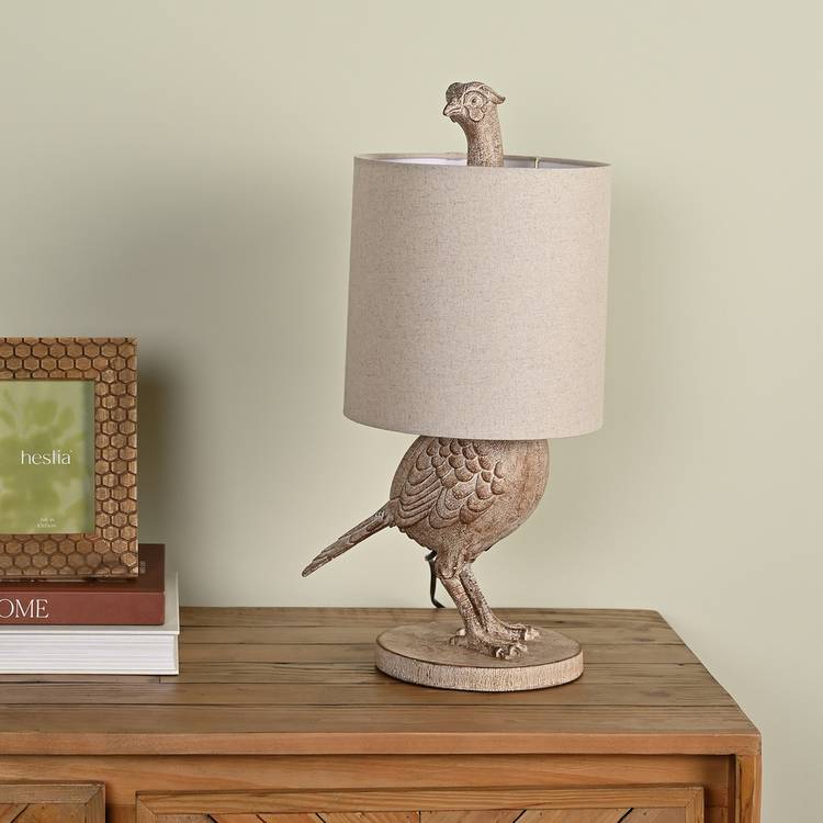 Hestia wood effect pheasant table lamp 21 inch (British brand)