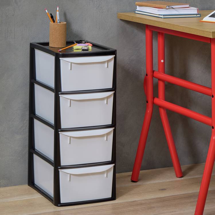 Argos Home 4 drawer storage tower black - British product