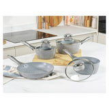 Argos Salter Marblestone 4 Piece Aluminium Pan Set - Grey- Buy online at McGrocer