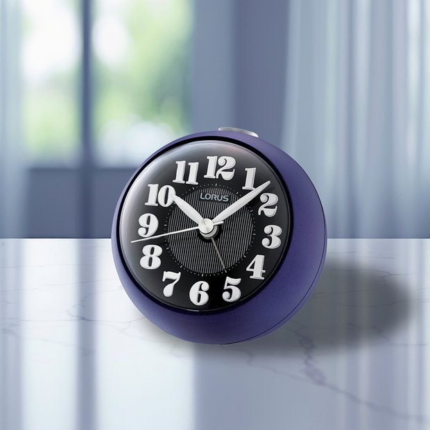 Lorus analogue alarm clock purple with white numerals, imported from the UK
