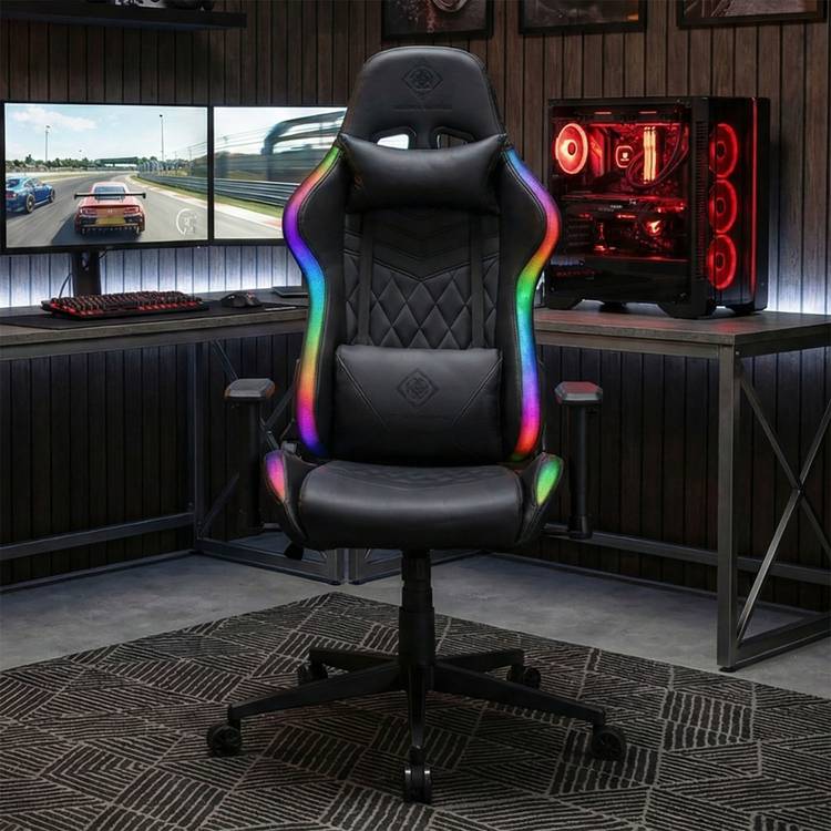 Deltaco RGB faux leather gaming chair black - British product