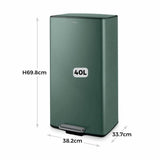 Tower forest green pedal bin 40 litre capacity (British brand)