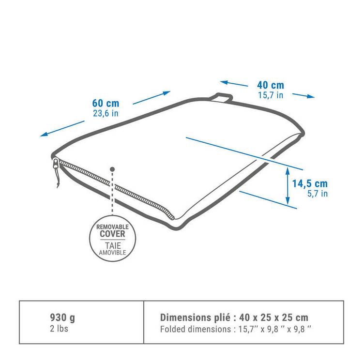Decathlon Ultim Comfort XL memory foam pillow W60 D40cm, imported from the UK
