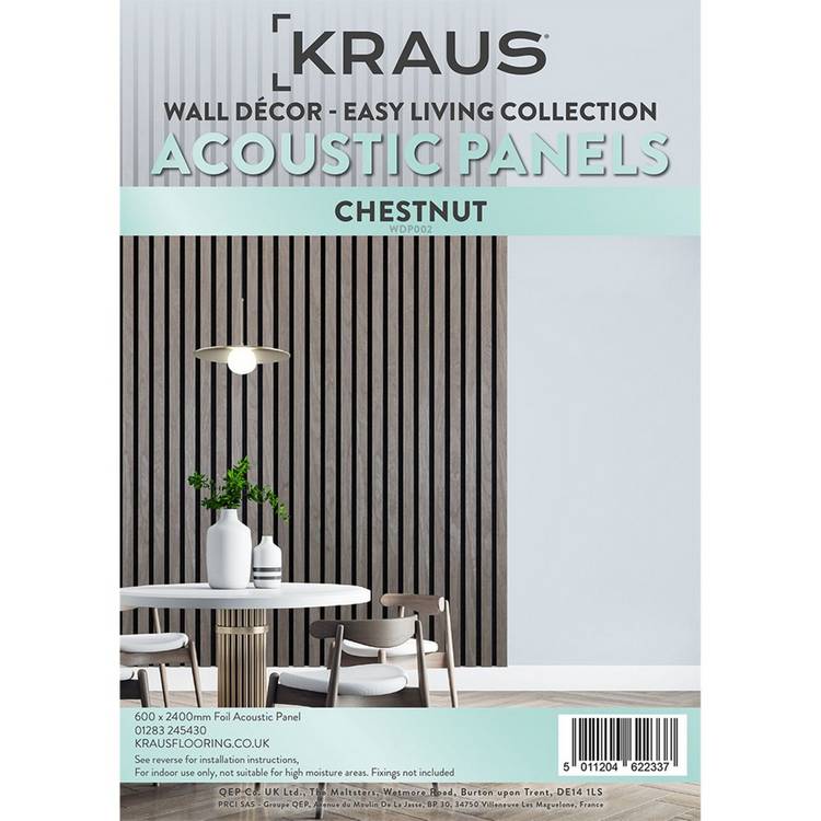 Kraus acoustic wall panel chestnut wood veneer 2.4m, imported from the UK