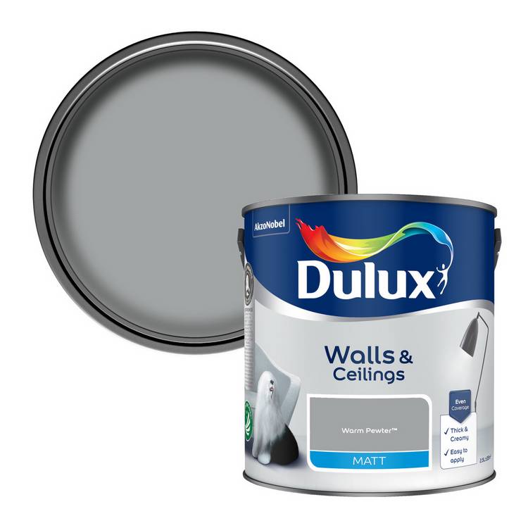 Dulux matt paint Warm Pewter 2.5L, imported from the UK