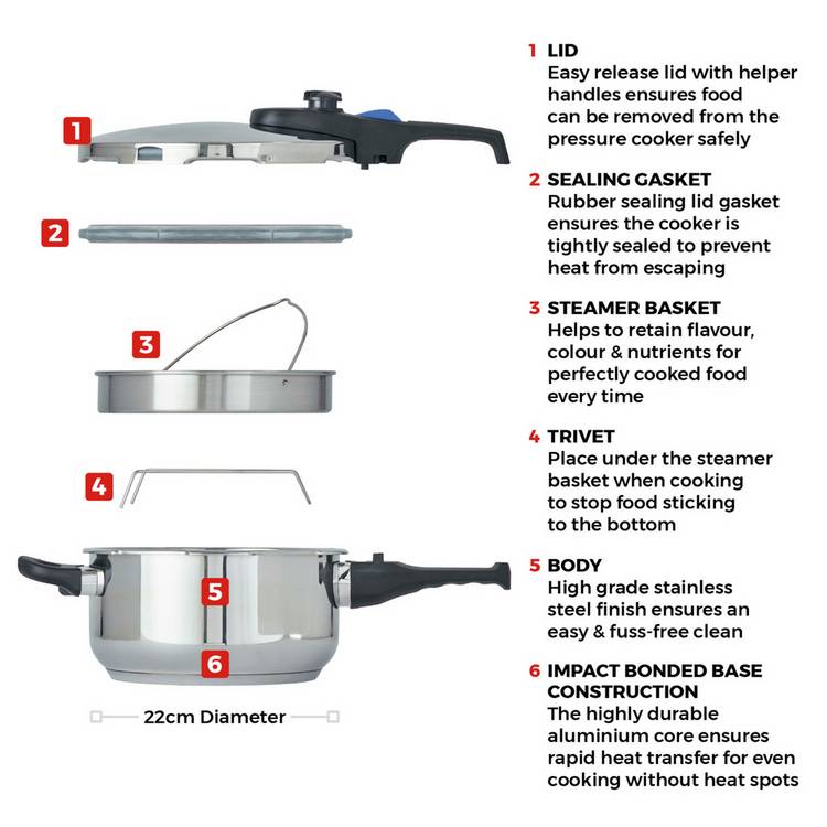 Tower stainless steel pressure cooker 4 litre (British brand)