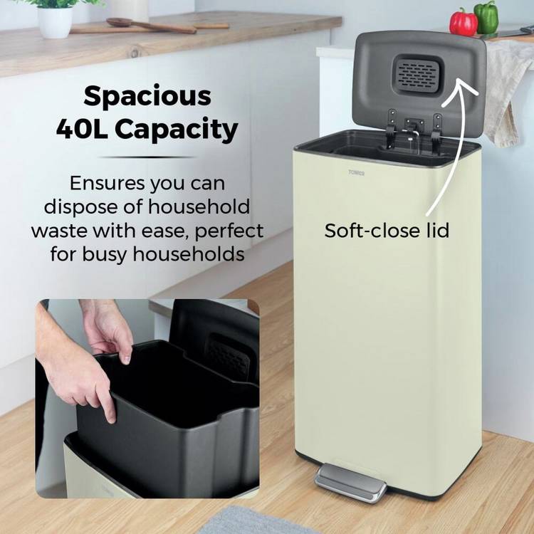 Tower pedal bin cream 40L (British brand)
