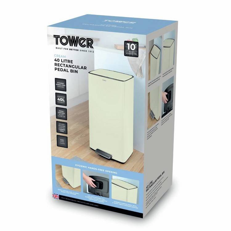 Tower pedal bin cream 40L (British brand)
