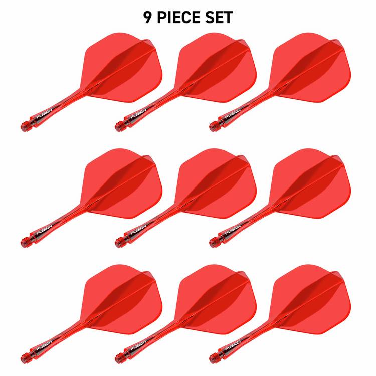 Winmau Red Fusion dart flight and shaft multipack - British product