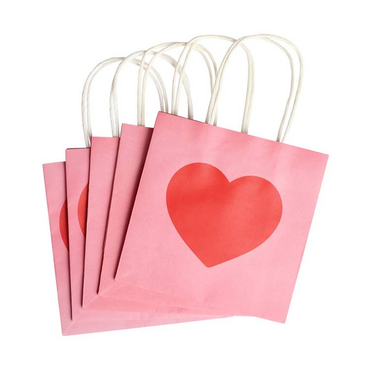 Argos Home heart paper bags pack of 5 (British brand)