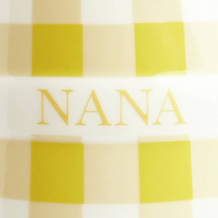 Argos Home Nana ceramic mug yellow gingham 280ml, UK version