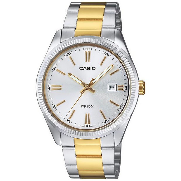 Casio watch white dial stainless steel bracelet - British product