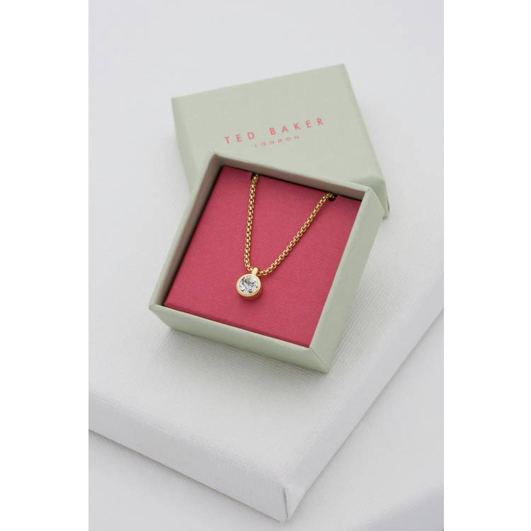 Ted Baker gold tone crystal pendant necklace adjustable chain, UK version