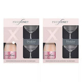 Freixenet cava set with mini coupe glasses, imported from the UK