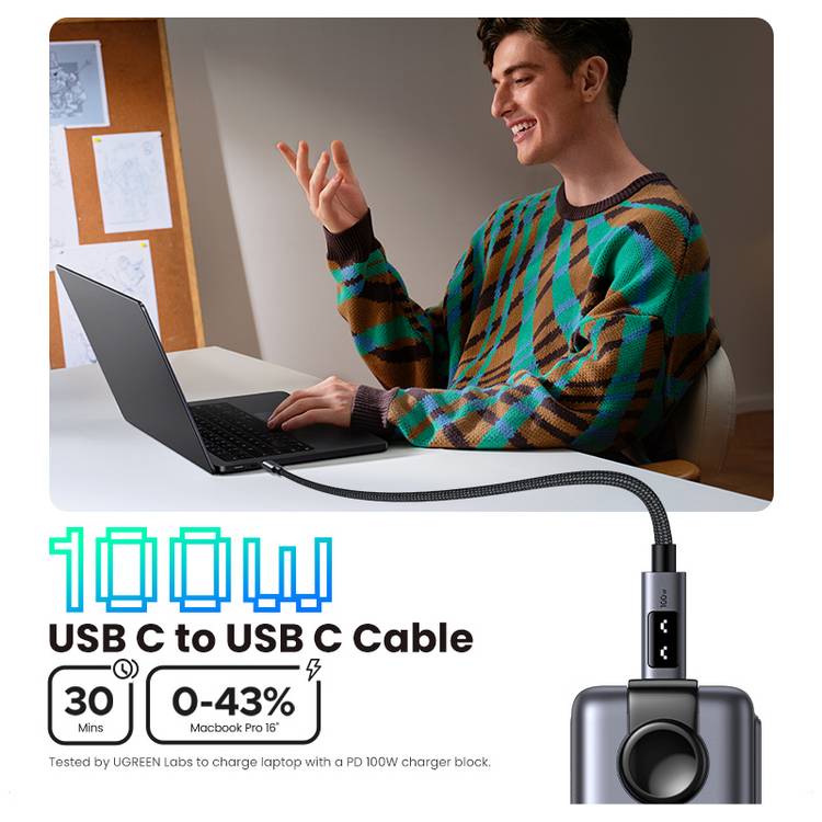 UGREEN 100W USB-C cable 1m - British product