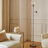Argos Home Piper floor lamp in antiqued brass with ribbed glass shades (British brand)