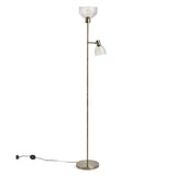 Argos Home Piper floor lamp in antiqued brass with ribbed glass shades (British brand)