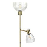 Argos Home Piper floor lamp in antiqued brass with ribbed glass shades (British brand)