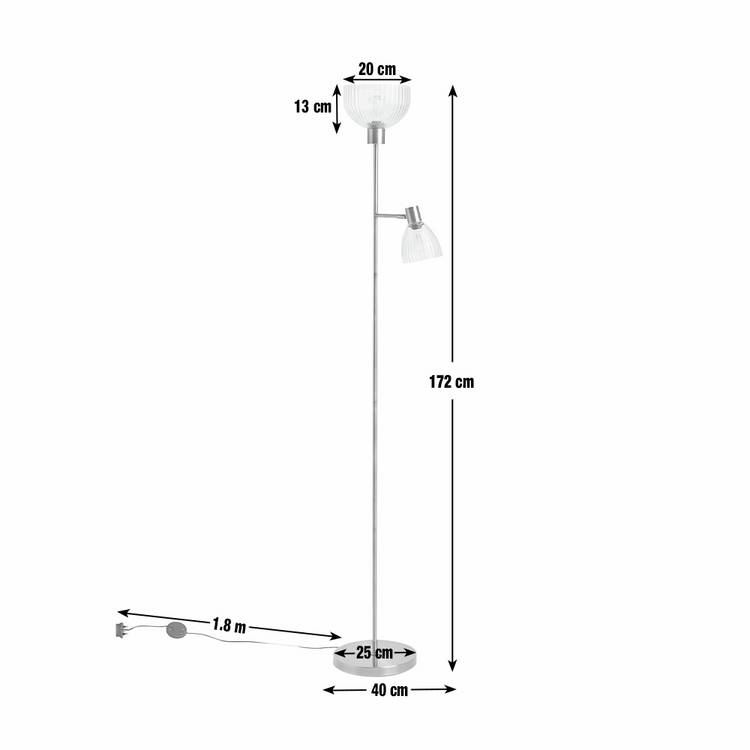Argos Home Piper floor lamp in antiqued brass with ribbed glass shades (British brand)