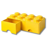LEGO yellow brick drawer with 8 knobs, imported from the UK
