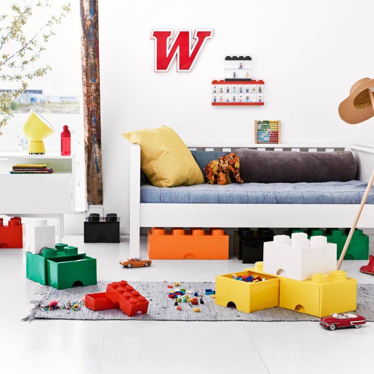 LEGO yellow brick drawer with 8 knobs, imported from the UK