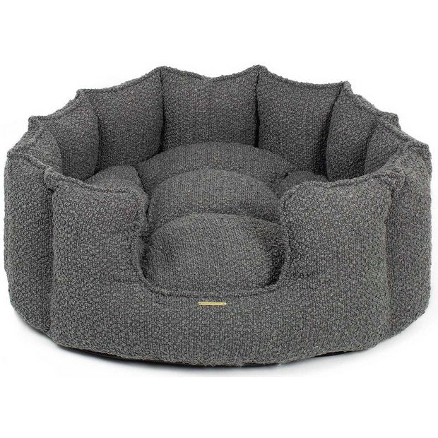 Lords & Labradors high wall dog bed granite boucle medium - British product