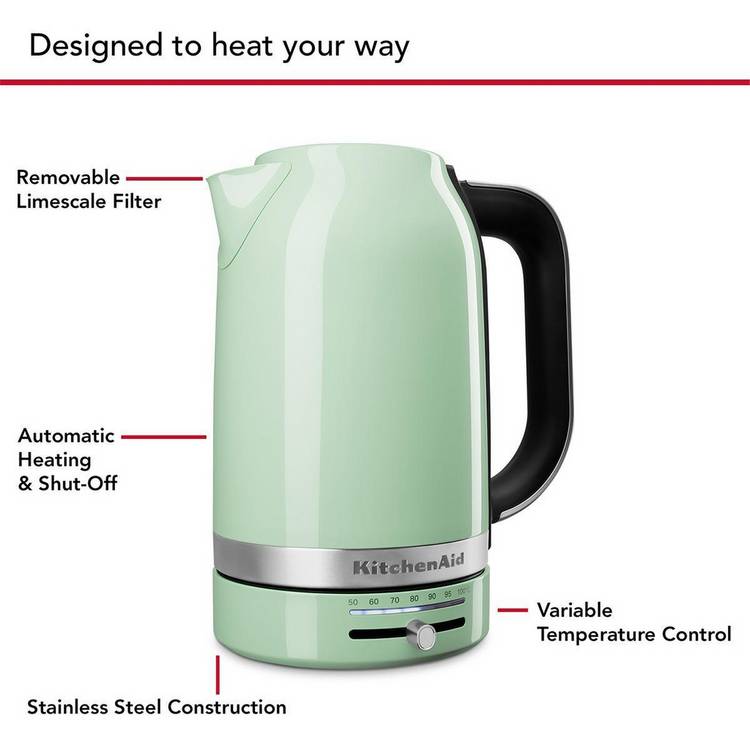 KitchenAid variable temperature kettle pistachio 1.7L, UK version