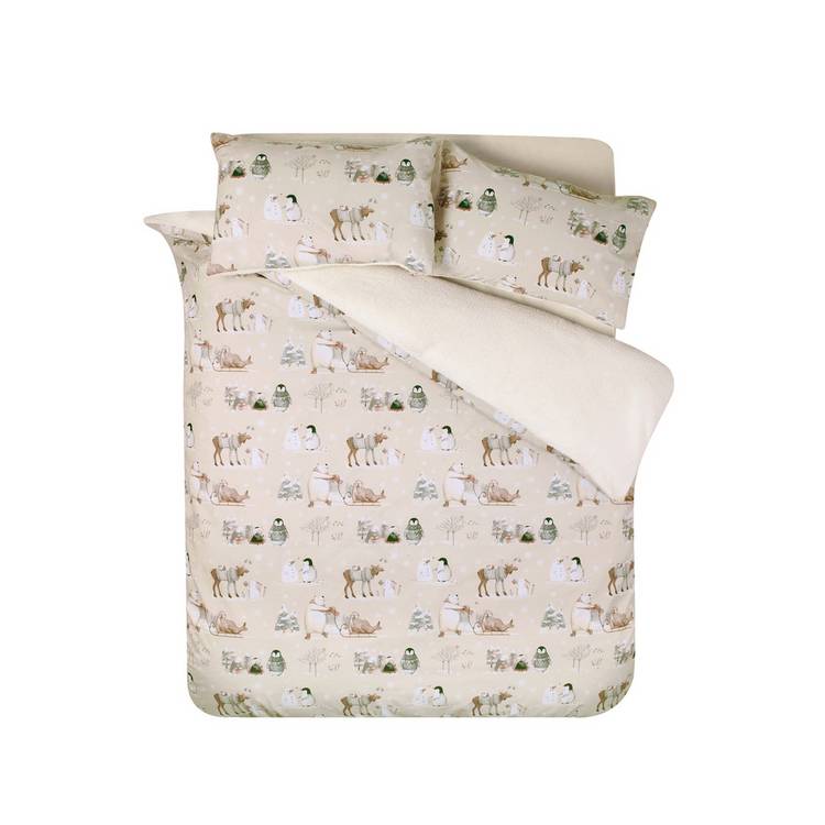 Catherine Lansfield Winter Friends Cream bedding set double - British product