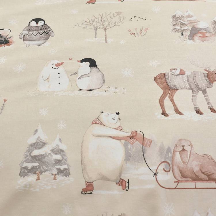 Catherine Lansfield Winter Friends Cream bedding set double - British product