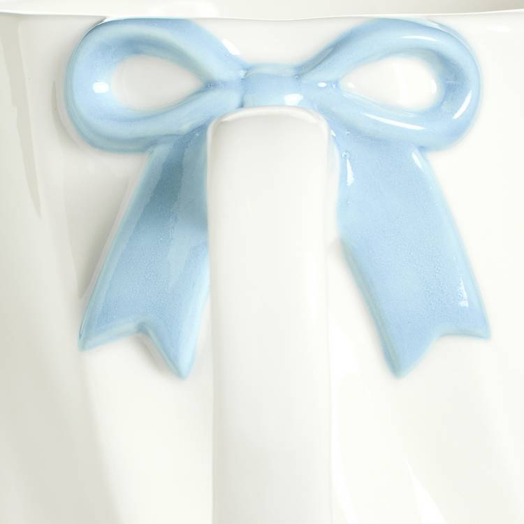 Argos Home scalloped cream mug blue bow 300ml, UK version
