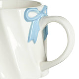 Argos Home scalloped cream mug blue bow 300ml, UK version