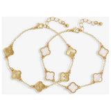Argos Lipsy Gold Mother Of Pearl Clover Bracelets Pack of 2- Buy online at McGrocer