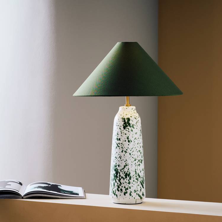 Habitat ceramic table lamp green and white H57.8cm (British brand)